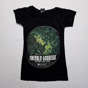 Emerald Goddess Shirt Emerald Harvest Marijuana Weed Graphic Medium Black Tee